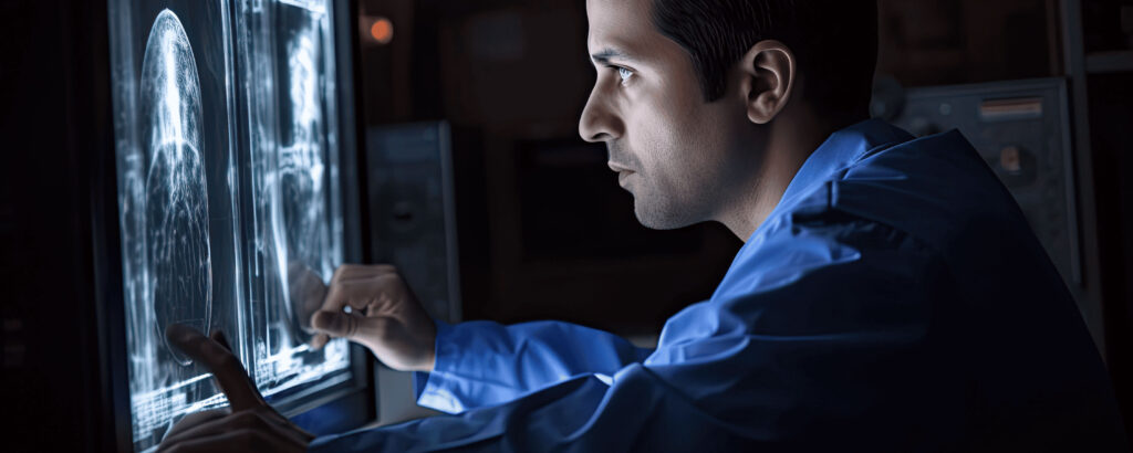 Male doctor looking at ultrasound